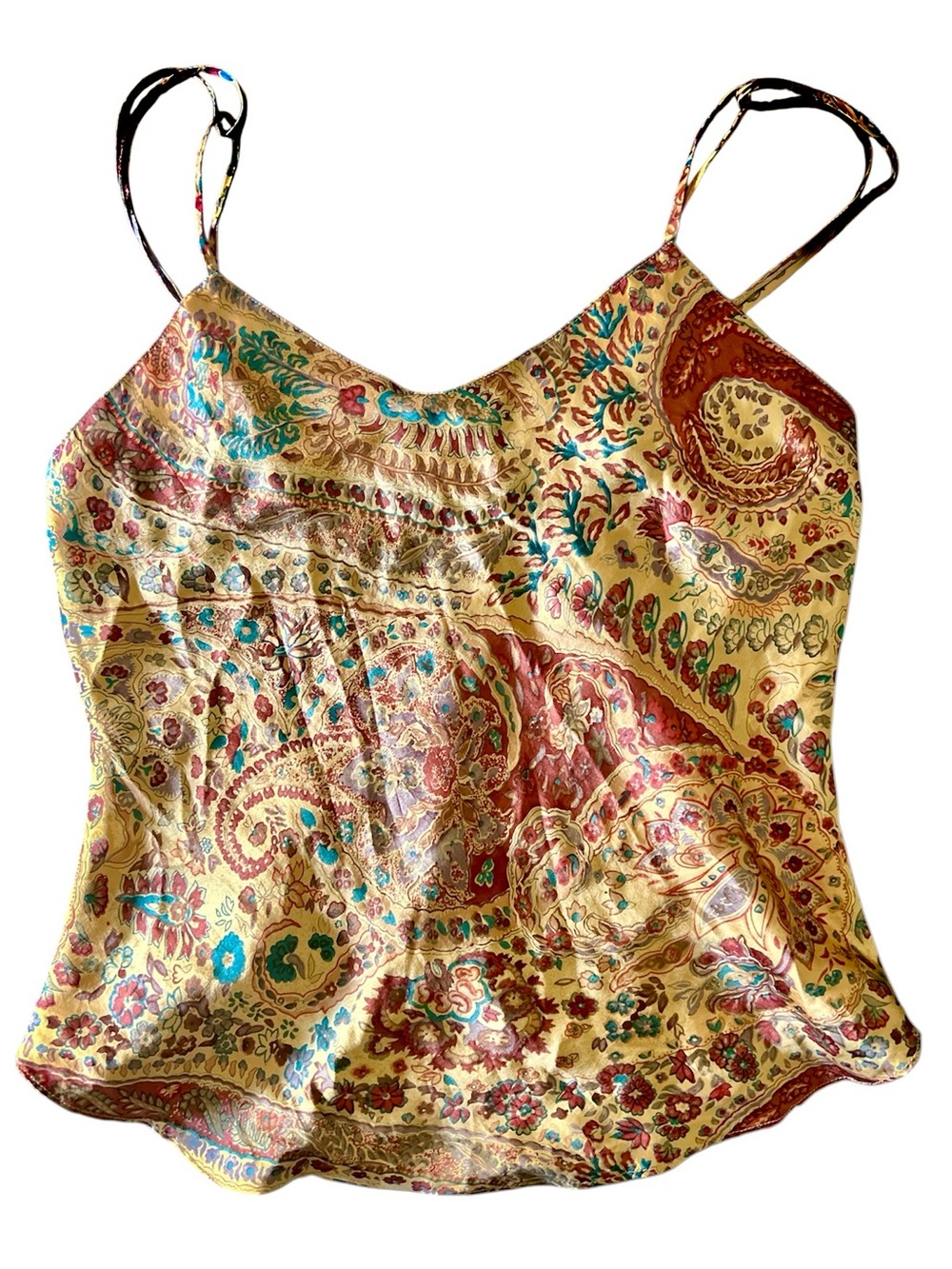 VTG Silk La SENZA Paisley Floral Cami Top Splendida Line lingerie vintage